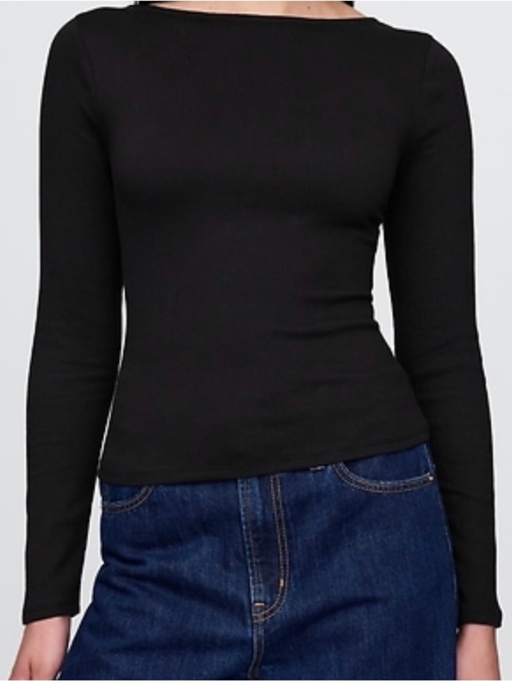 GAP Black Long Sleeve Boatneck Modern Tee - XL